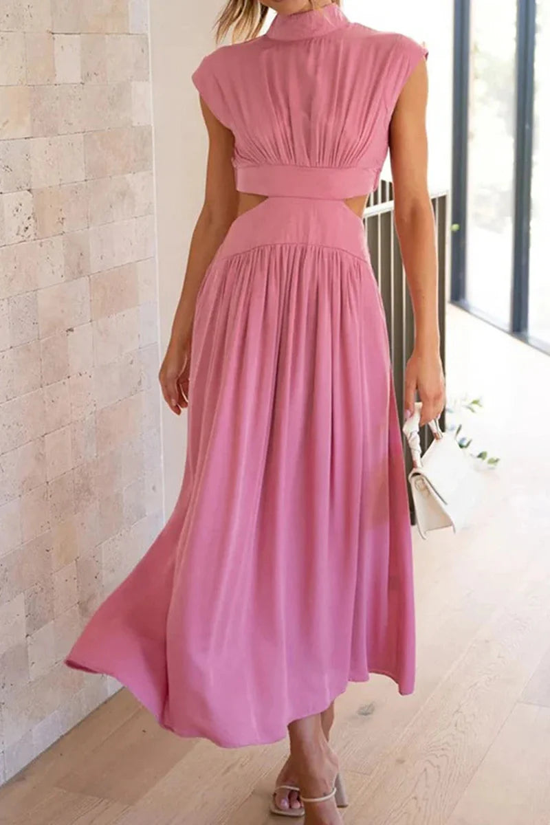 Hollow-Out Sleeveless Loose Maxi Dress
