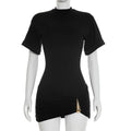Elegant Patchwork Short Sleeve Mini Dress