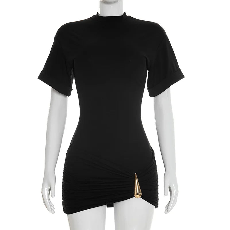 Elegant Patchwork Short Sleeve Mini Dress