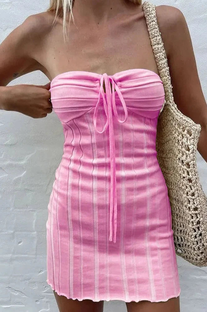 Strapless Off-Shoulder Knitted Bodycon Mini Dress