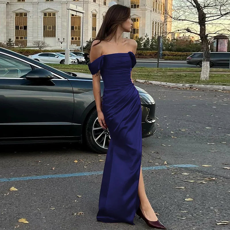 Off Shoulder Lace Up Slim Sleeveless Maxi Dress