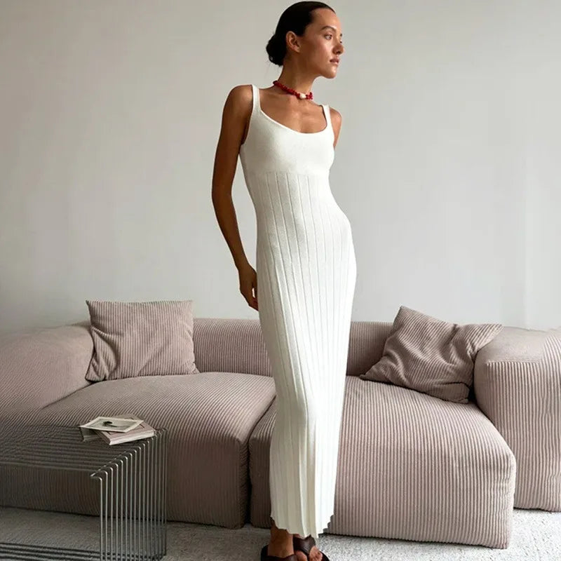 Elegant Patchwork Backless Maxi Dress