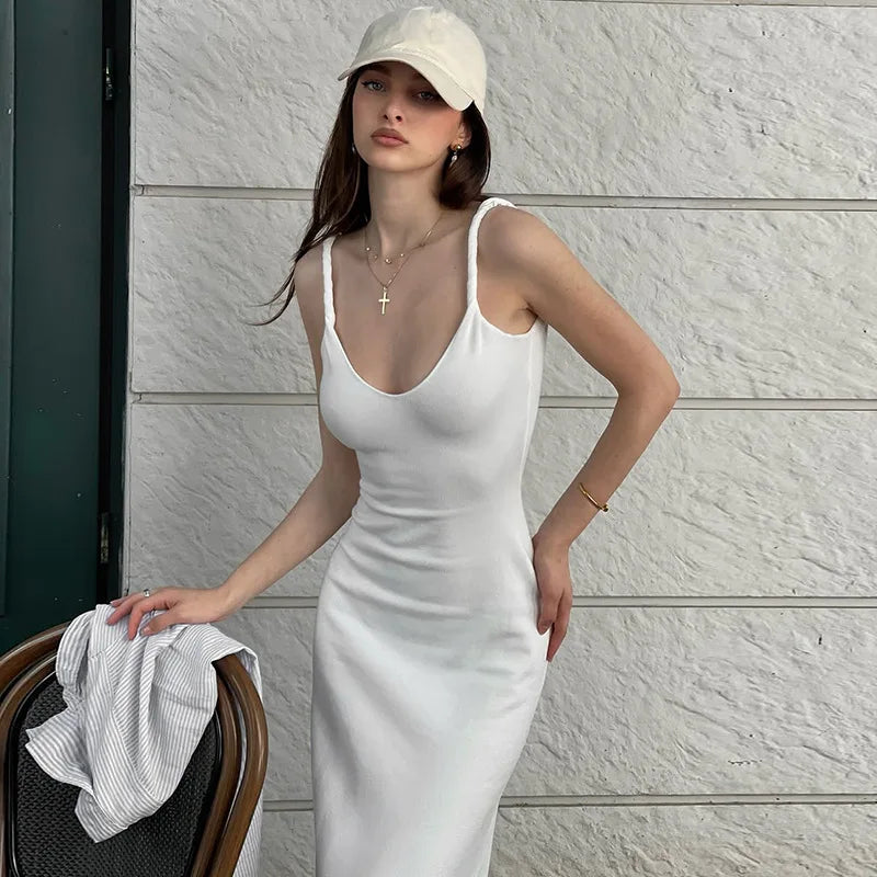 V-Neck Sleeveless Slim Maxi Dress