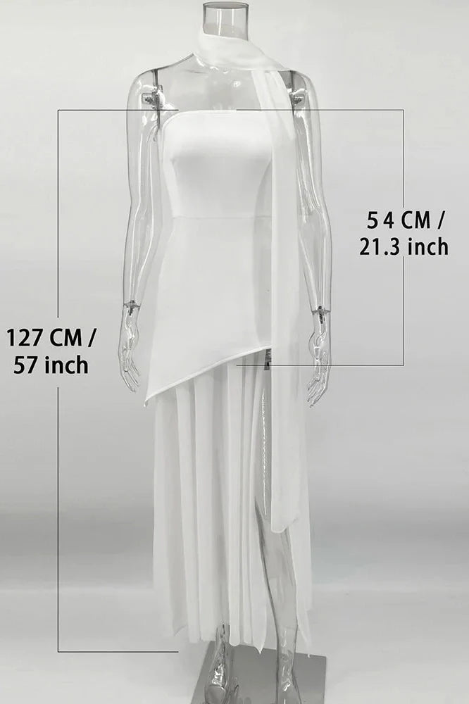 Elegant Strapless Sleeveless Mesh Maxi Dress