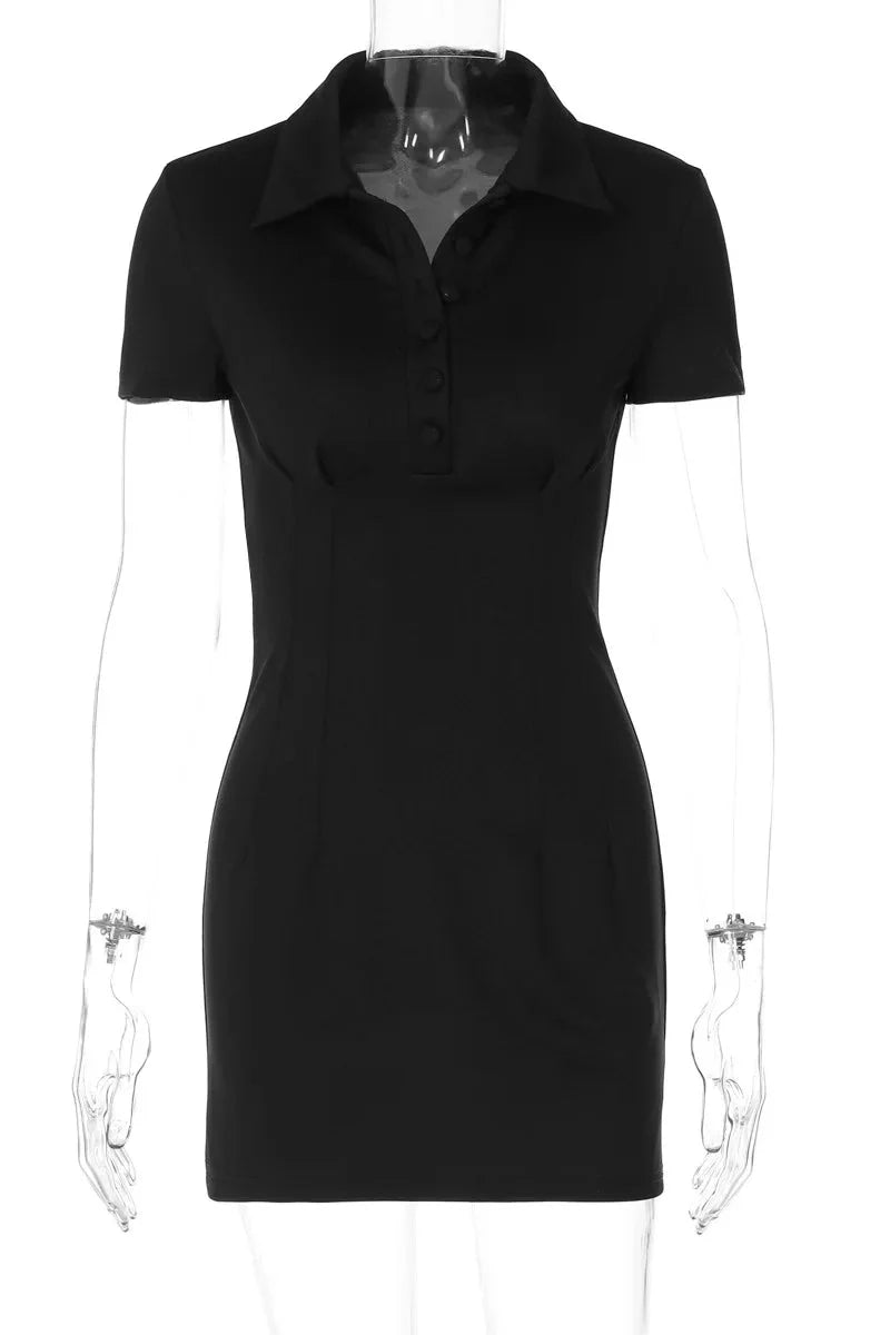 Short Sleeve Slim High Waist Patchwork Mini Dress