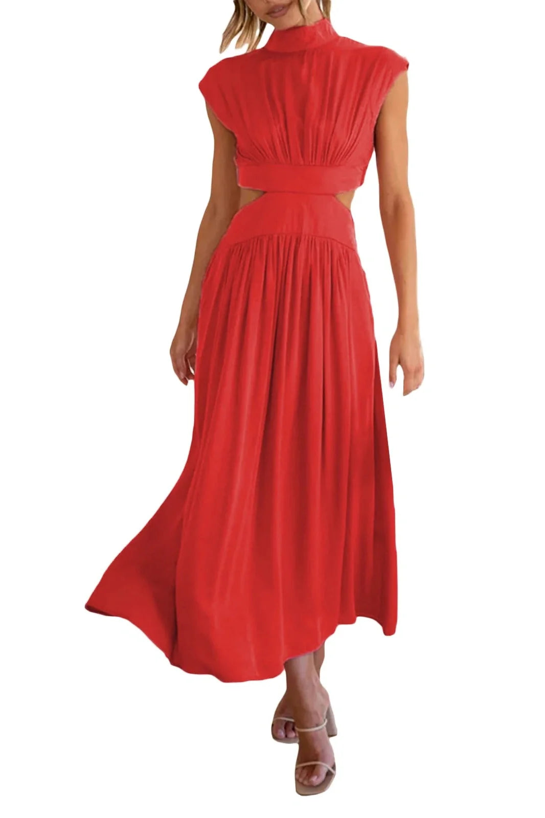 Hollow-Out Sleeveless Loose Maxi Dress