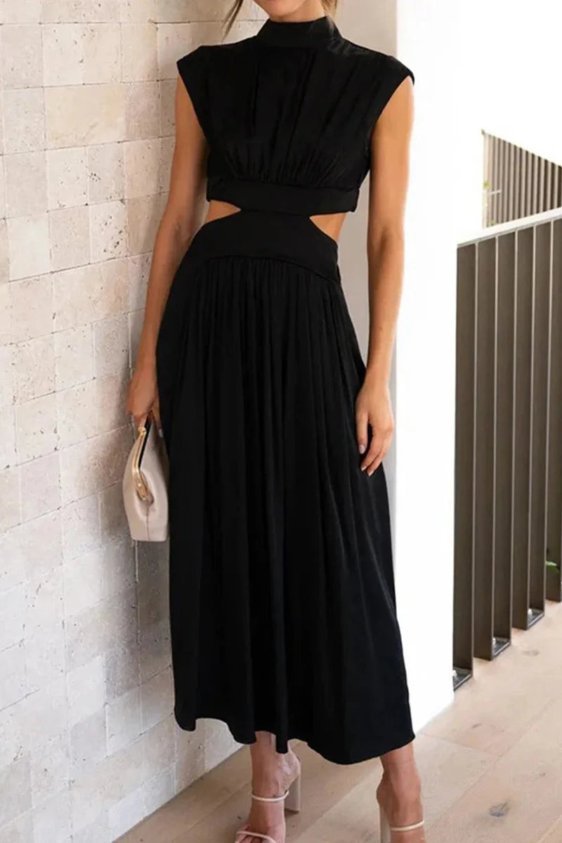Hollow-Out Sleeveless Loose Maxi Dress