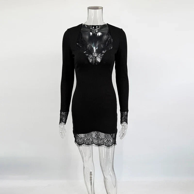 Lace Spaghetti Strap Sleeveless Bodycon Mini Dress