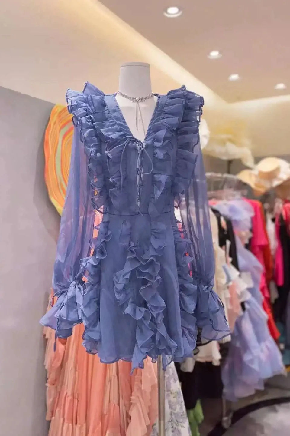 Elegant Lace Deep V Neck Mini Dress