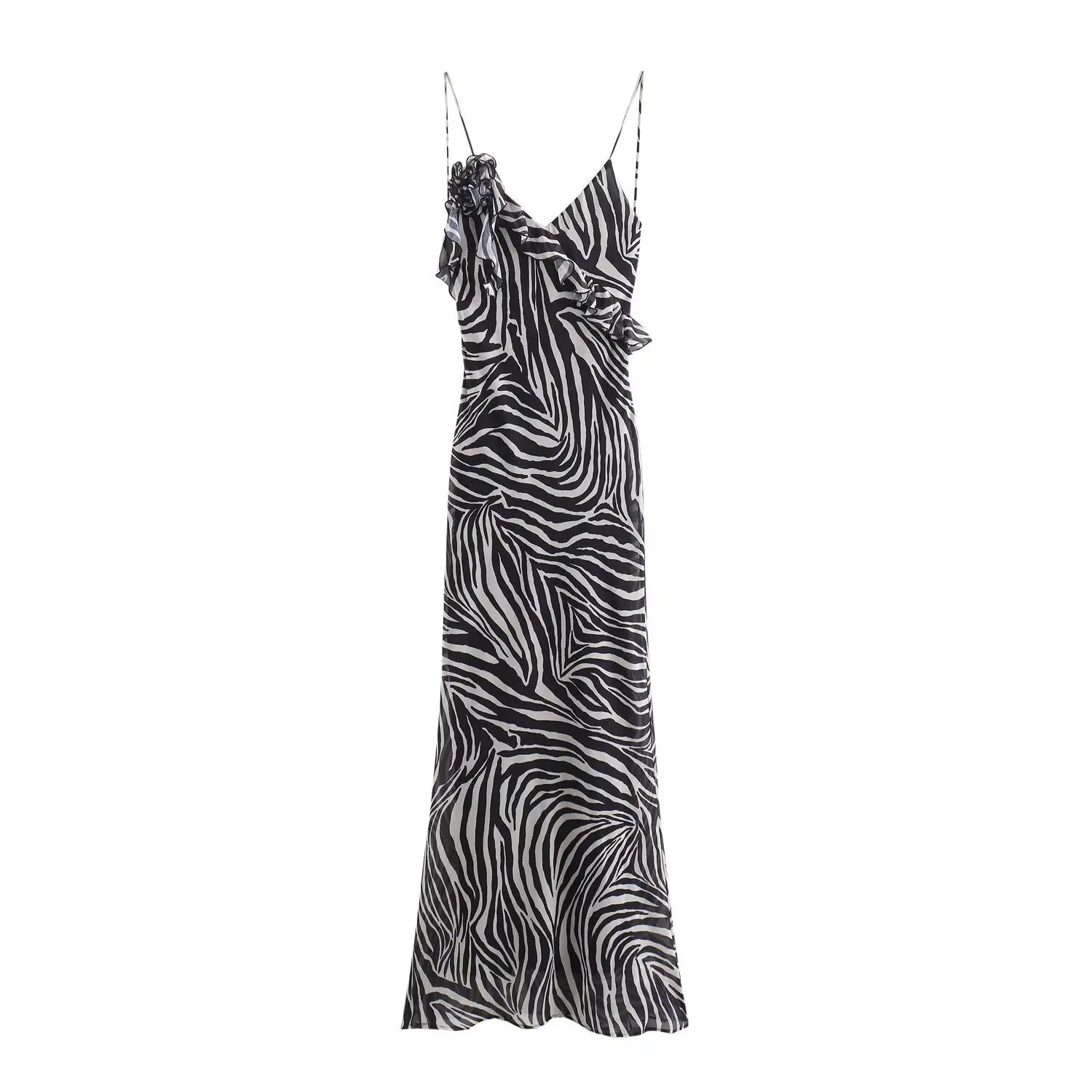 Polka Dots V-Neck Backless Printed Maxi Dress
