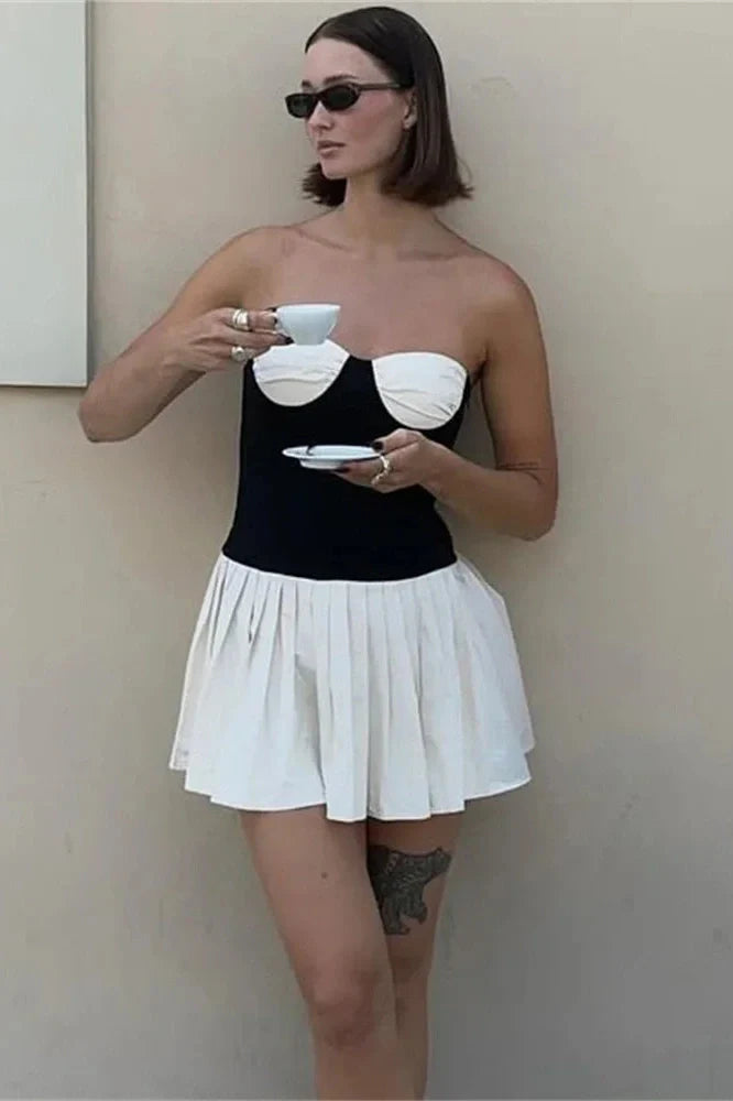 Sleeveless Slim Patchwork Backless Bodycon Mini Dress