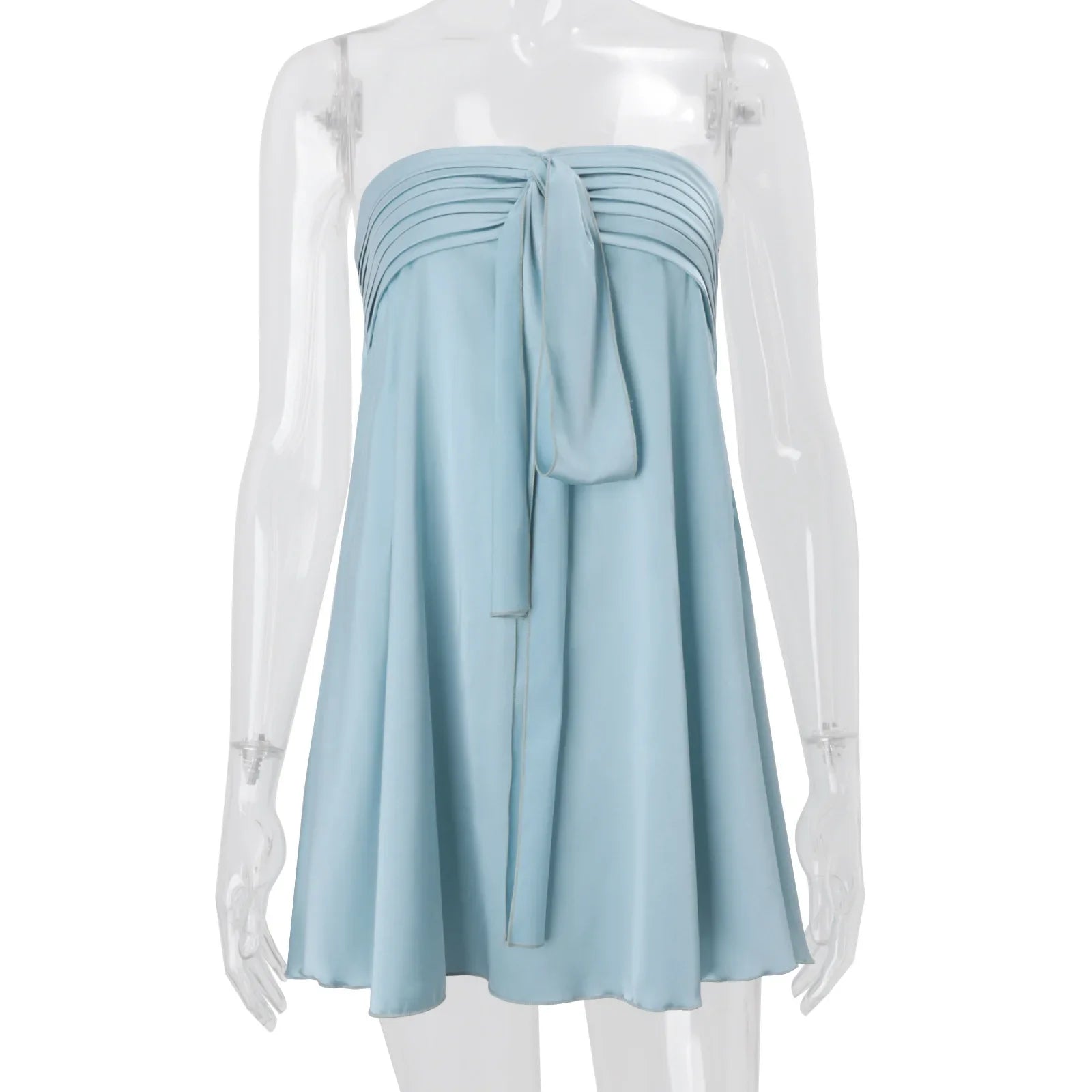 Strapless Sleeveless Lace Up Mini Dress