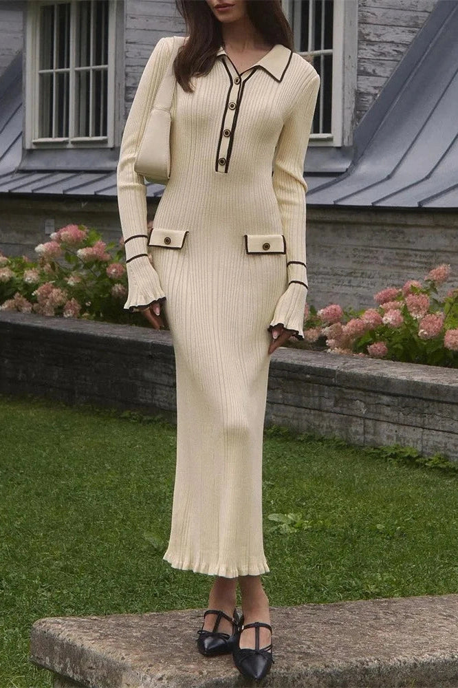 Patchwork High Waist Long Sleeve Mini Dress