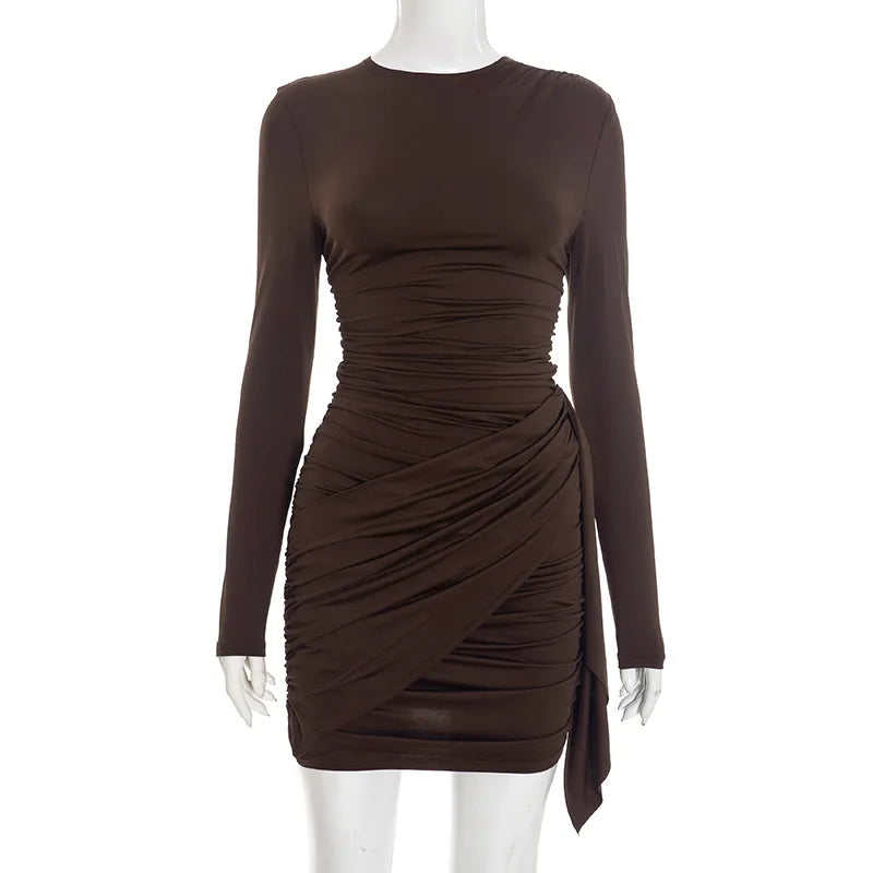 Long Sleeve High Waist Slim Mini Dress