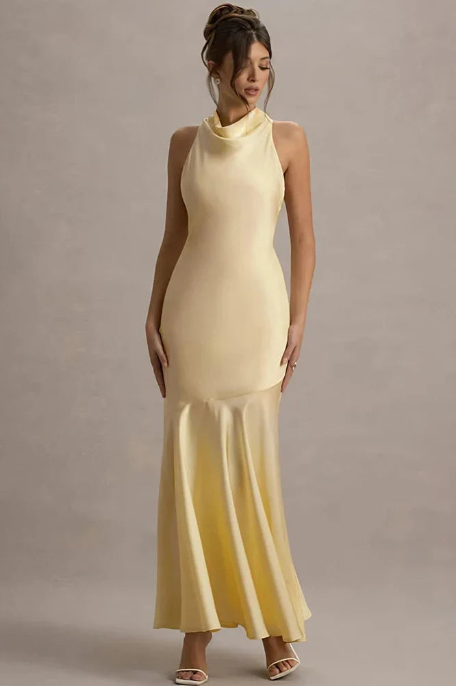 Elegant Sleeveless Backless Pleated Maxi Dress