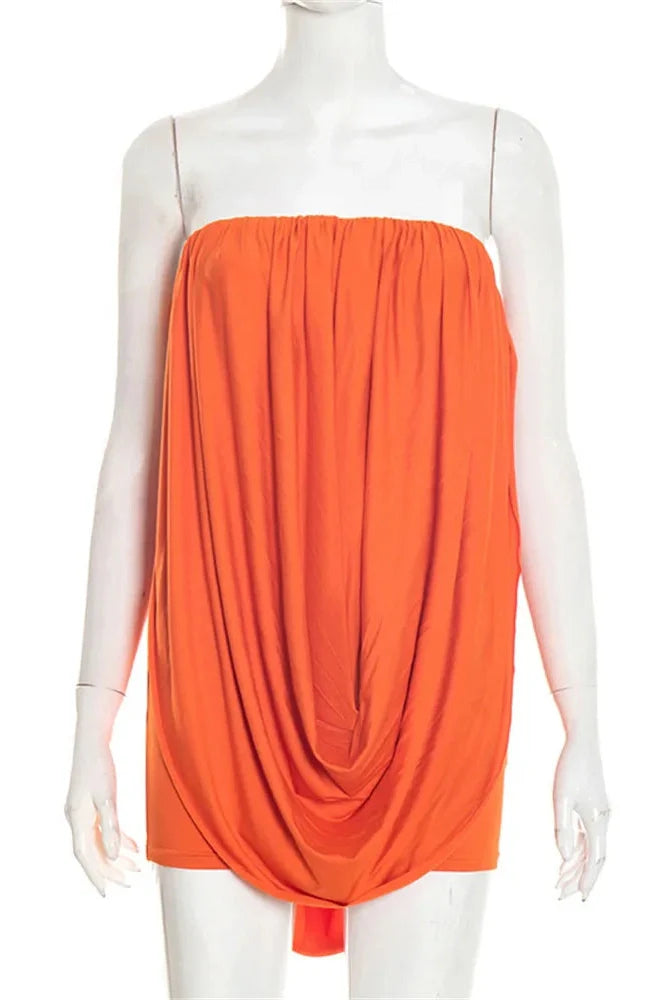 Pleated Loose Patchwork High Waist Mini Dress