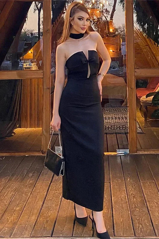 Off-Shoulder Slim Backless Maxi Dress