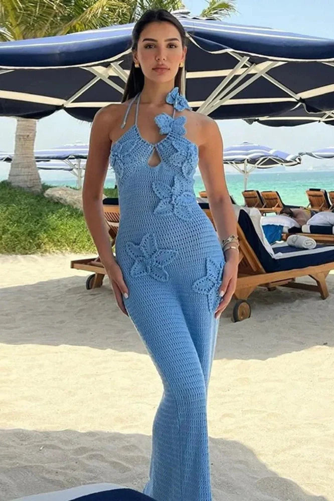 See Through Sleeveless Backless Maxi Dress