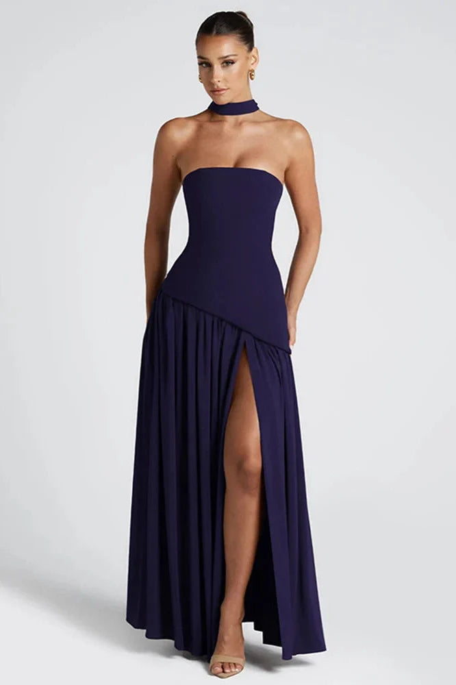 Elegant Backless Strapless Bodycon Maxi Dress