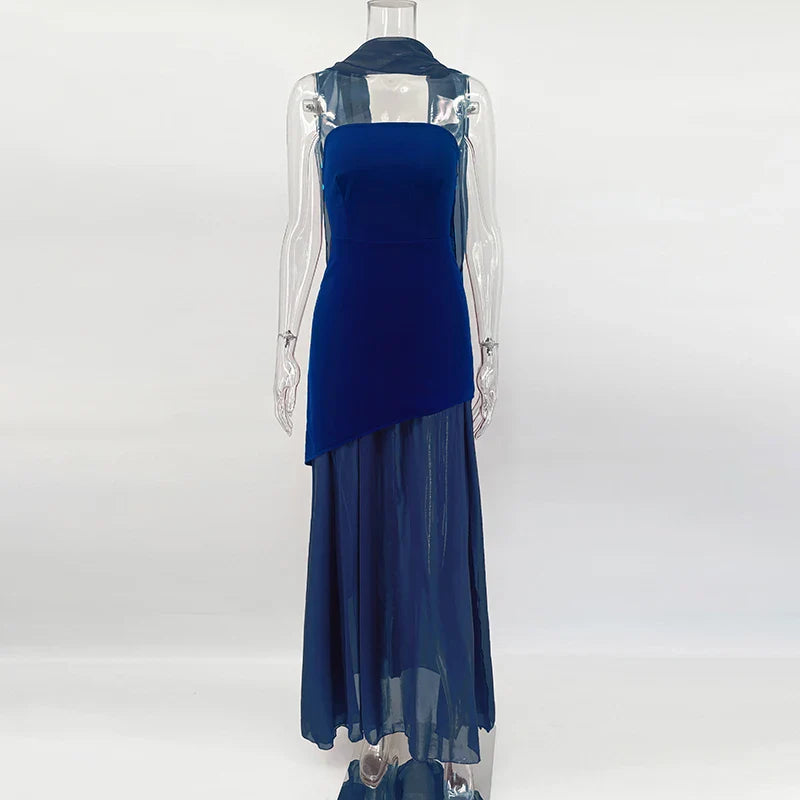 Elegant Strapless Sleeveless Maxi Dress