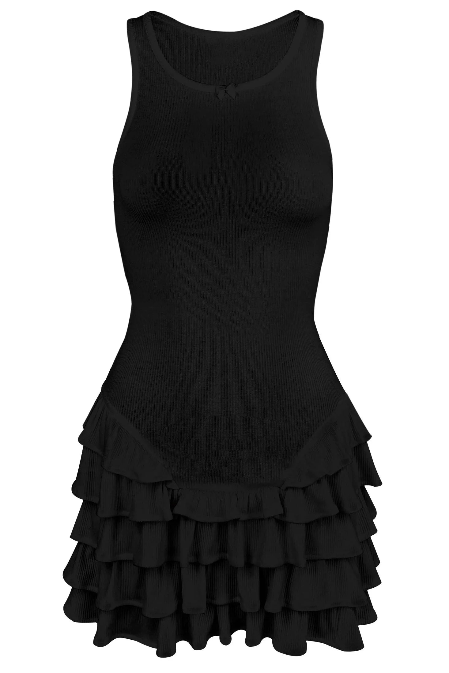 Elegant Patchwork Sleeveless Slim Fit Mini Dress