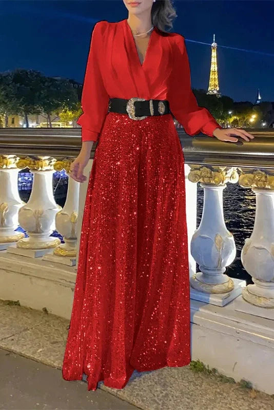 Elegant Loose V Neck Maxi Dress