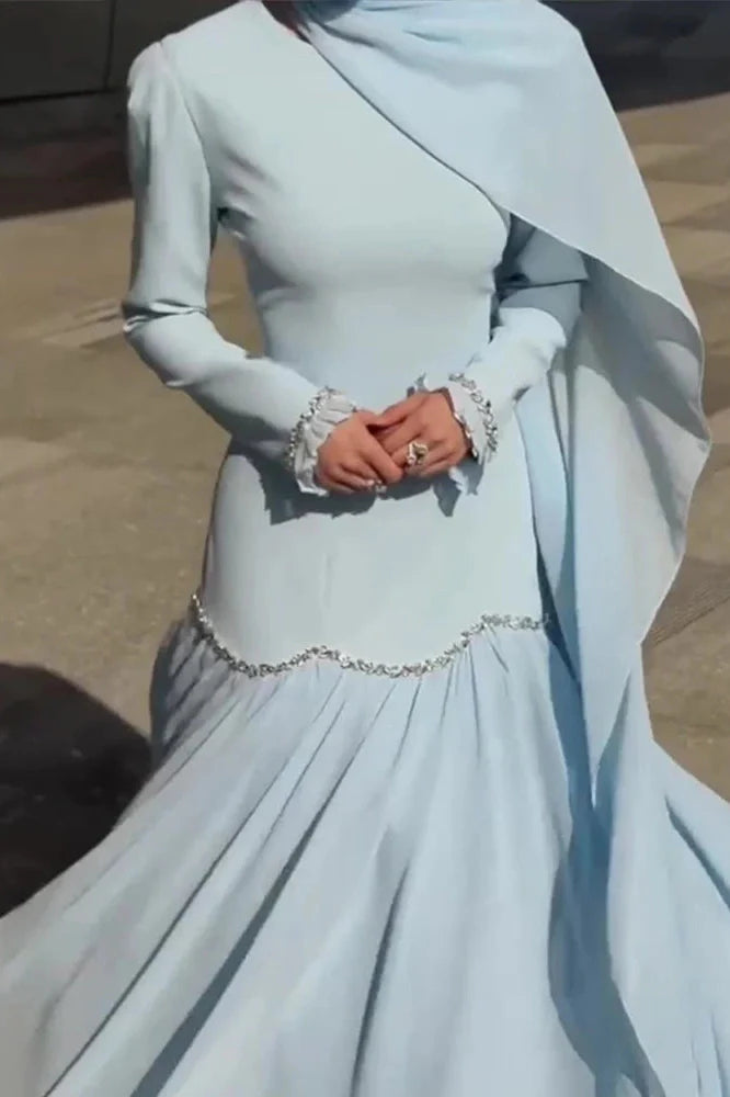 Elegant O-Neck Slim Long Sleeve Maxi Dress