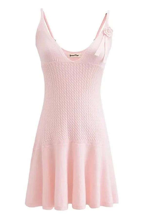 Elegant Knitted Sleeveless V Neck Slim Mini Dress