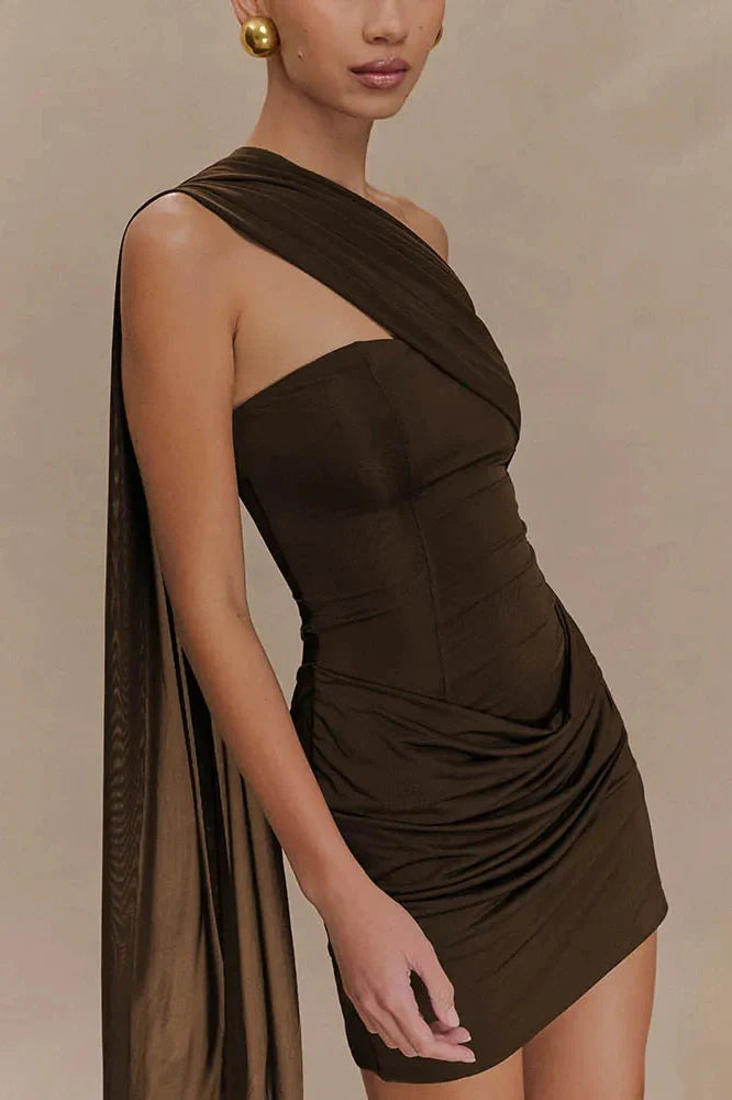 One Shoulder Backless Sleeveless Bodycon Mini Dress