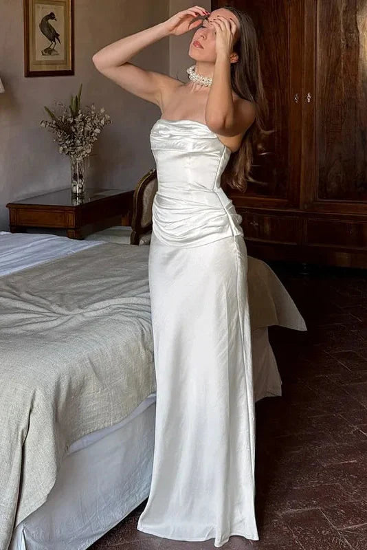 Off-Shoulder Strapless Sleeveless Backless Bodycon Maxi Dress