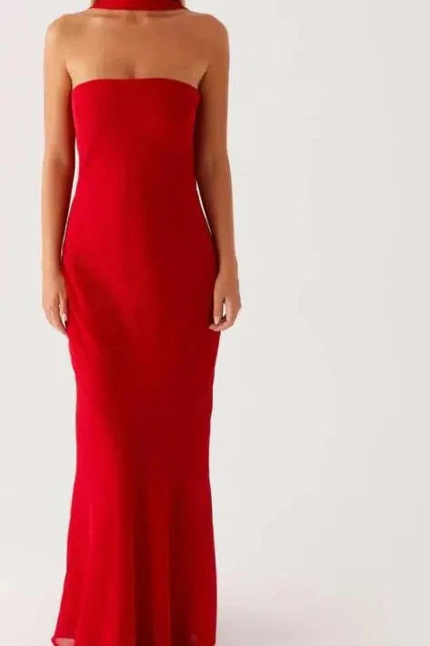 Printed Strapless Backless Bodycon Slim Maxi Dress