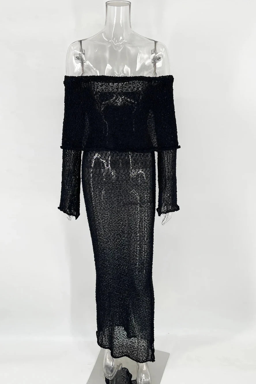 Hollow Out Off-Shoulder Maxi Dress