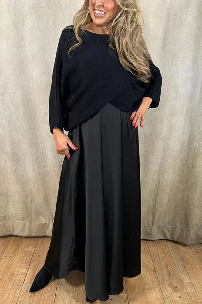 Elegant O-Neck Knitted Maxi Dress