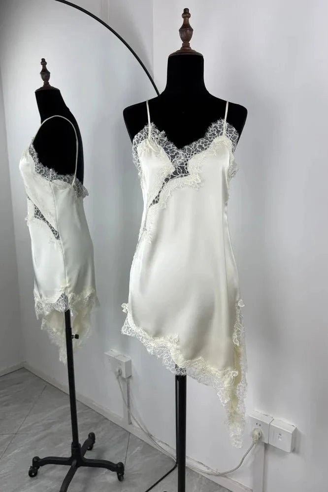 Lace Backless Patchwork V-Neck Slim Bodycon Mini Dress