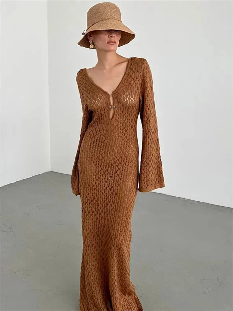 See-Through Knitted Maxi Dress