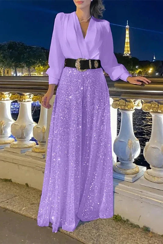 Elegant Loose V Neck Maxi Dress