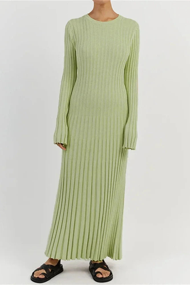 Lace-Up High Waist Patchwork Long Sleeve Maxi Dress