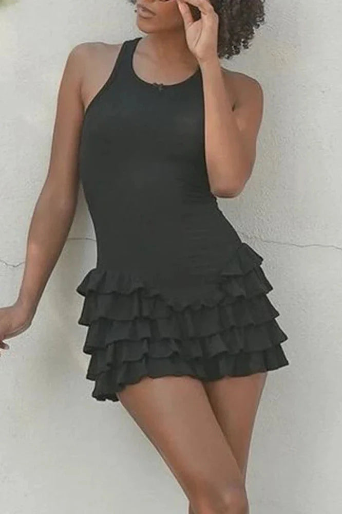 Patchwork Slim Sleeveless Bodycon Mini Dress