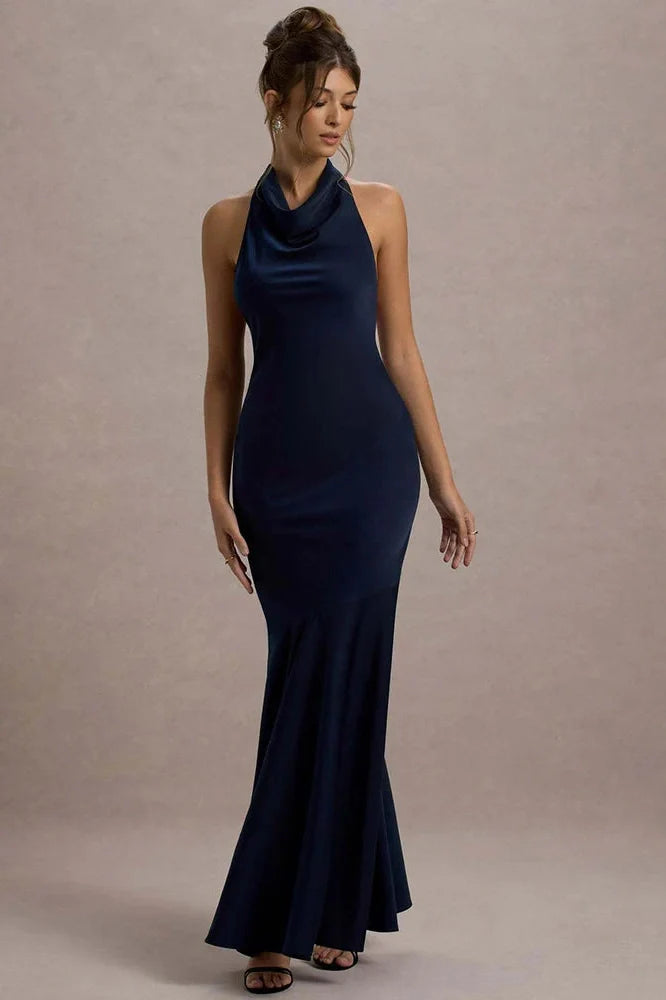 Elegant Sleeveless Backless Pleated Maxi Dress