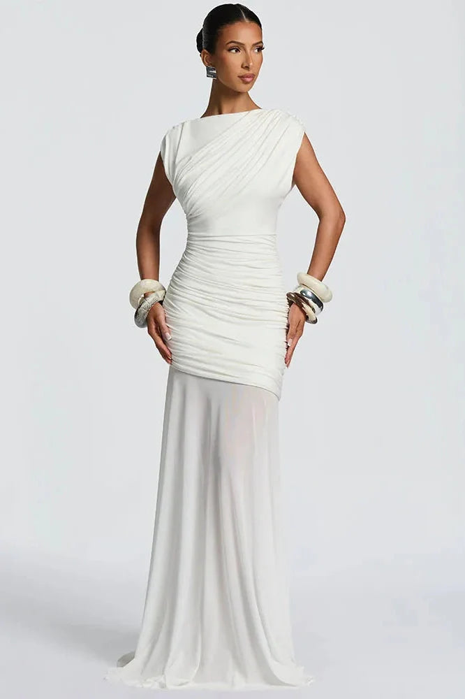 Sleeveless O Neck High Waist Maxi Dress