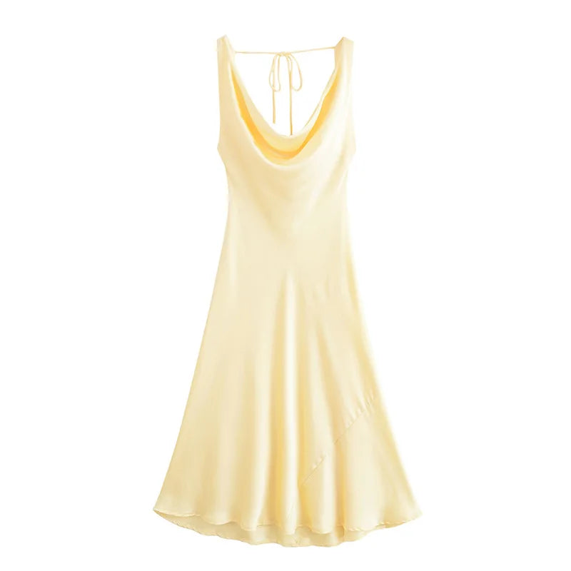 V Neck Lace Up Backless Sleeveless Maxi Dress