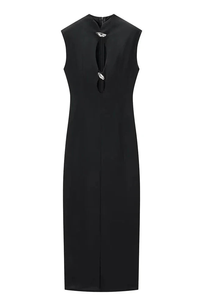 Hollow Out High Waist Sleeveless Maxi Dress