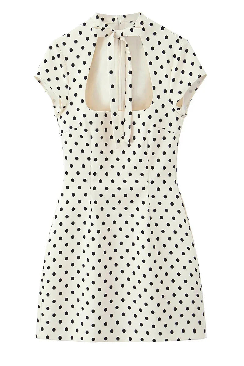 Patchwork High Waist Short Sleeve Mini Dress
