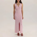 V-Neck Knitted Sleeveless Slim Maxi Dress
