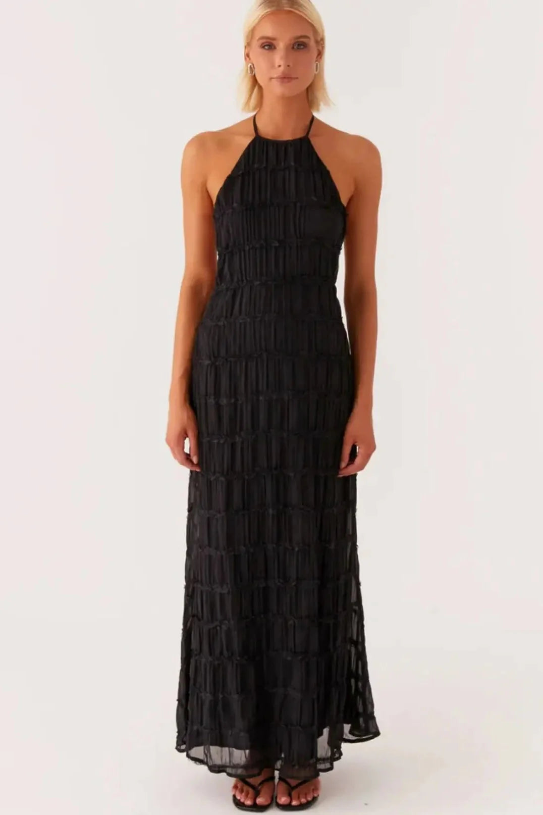 Elegant Backless Lace Up Loose Maxi Dress