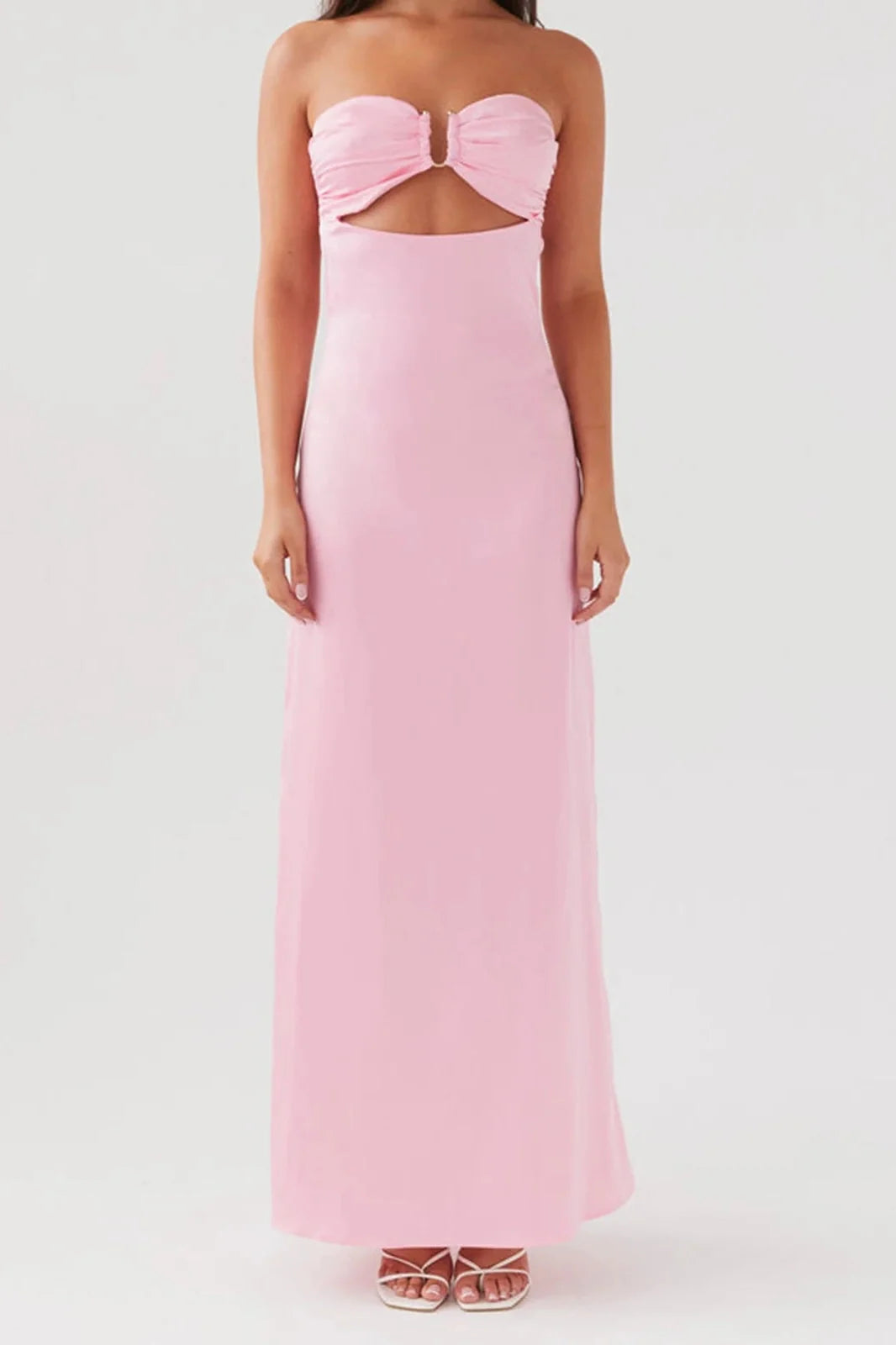 Floral Print Backless Strapless Maxi Dress