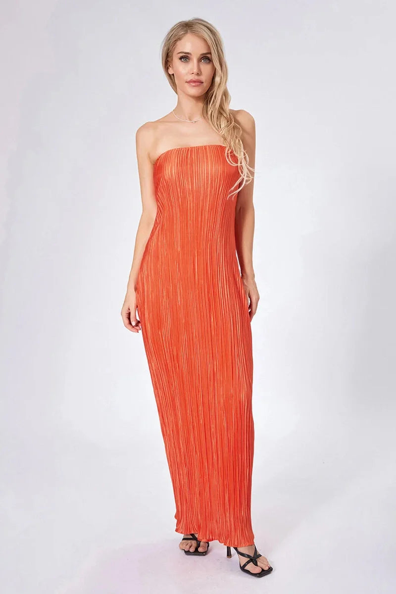 Sleeveless Off-Shoulder Strapless Maxi Dress