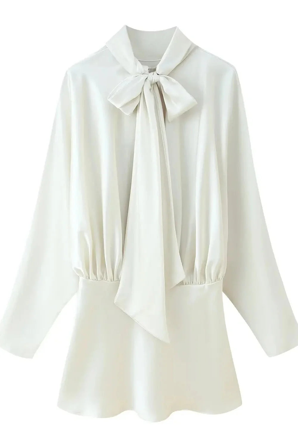 Elegant Lace-Up Loose Long Sleeves Mini Dress