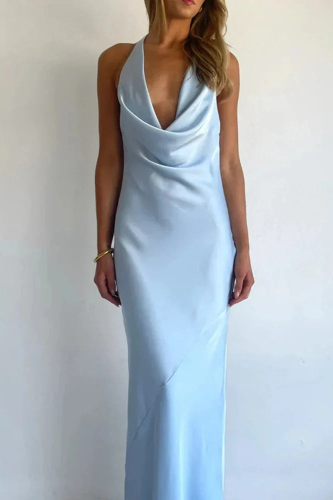 Hollow Out Backless High Waist Slim Maxi Dress