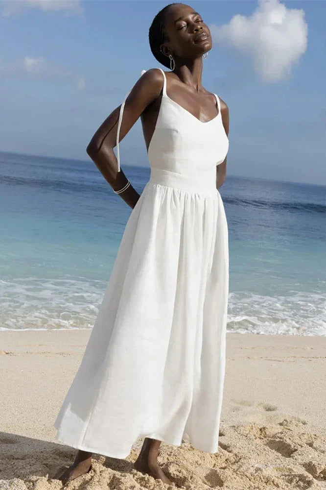 Lace-Up Backless High Waist Slim Midi Dress